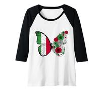 Donna Bandiera Italiana Orgoglio Italia Farfalla Origine Italiana Maglia con Maniche Raglan