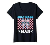 Donna Bandiera LGBTQ Transgender Trans Pride Self Made Man Maglietta con Collo a V