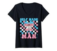 Donna Bandiera LGBTQ Transgender Trans Pride Self Made Man Maglietta con Collo a V