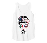 Donna Bandiera Messicana Americana caffè Mamma Ragazza Sorella Zia Messico USA Bandiera Canotta