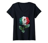 Donna Bandiera Messico Rose Maglietta con Collo a V