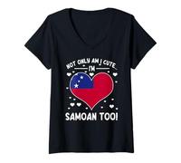 Donna Bandiera Not Only Am I Cute Im Samoan Too Samoa Maglietta con Collo a V