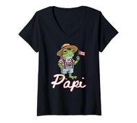 Donna Bandiera Porto Rico Taino Papi Coqui Rana Orgoglioso Yo Soy Boricua Maglietta con Collo a V