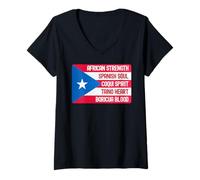 Donna Bandiera Puerto Rico Taino Coqui Orgoglioso Jibaro Yo Soy Boricua Maglietta con Collo a V
