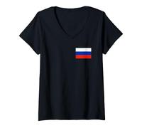 Donna Bandiera Russa della Russia Maglietta con Collo a V