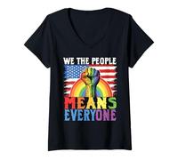 Donna Bandiera statunitense LGBT We the People Mese dell'orgoglio Maglietta con Collo a V