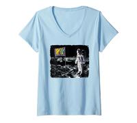 Donna Bandiera Televisiva MTV Moon Astronaut Music Maglietta con Collo a V