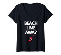 Donna Bandiera Trinidad e Tobago Trini Funny Beach Lime Awa Maglietta con Collo a V