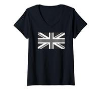 Donna Bandiera Union Jack Maglietta con Collo a V
