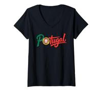 Donna Bandiera Vintage del Portogallo Love Your Country Maglietta con Collo a V