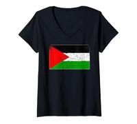 Donna Bandiera vintage della Palestina per uomini, donne, bambini, ragazzi e ragazze Maglietta con Collo a V