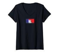 Donna Bandiere Francia & Hong Kong - Hong Konger Francese Maglietta con Collo a V
