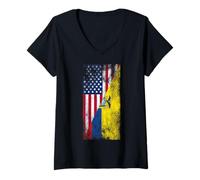 Donna Bandiere USA ed Ecuador - Stati Uniti d'America, Ecuadorian Maglietta con Collo a V