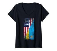 Donna Bandiere USA & Ruanda - Stati Uniti d'America, Ruandese Maglietta con Collo a V