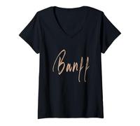 Donna Banff Canada Design Elegante Vintage Maglietta con Collo a V