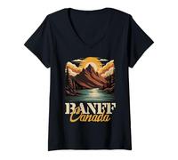 Donna Banff Canada National Park Throwback Retro Vintage Montagna Maglietta con Collo a V