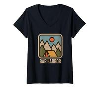 Donna Bar Harbor Maine Nature Vacation New England Souvenir Maglietta con Collo a V