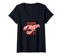Donna Bar Harbor Maine Vintage Aragosta Grafica Seafood Lovers Maglietta con Collo a V