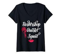 Donna Barbershop Quartet Squad Chorus Donne Musica Canto Maglietta con Collo a V