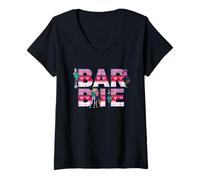 Donna Barbie Logo Maglione Natalizio Maglietta con Collo a V