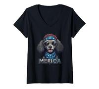 Donna Barboncino vintage 4 luglio Merica Maglietta con Collo a V