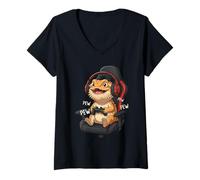 Donna Barbuto Dragon Gamer Lizard Videogioco Player Maglietta con Collo a V