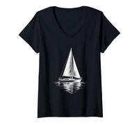 Donna Barca a Vela, Oceano, Marinaio Maglietta con Collo a V