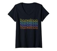 Donna Barcellona, Spagna, Catalogna, destinazione Europea, Souvenir Maglietta con Collo a V