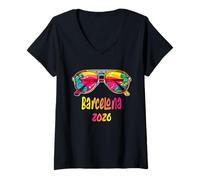 Donna Barcelone 2026 Tépare des lunettes de Soleil Barcelone 2026 Maglietta con Collo a V