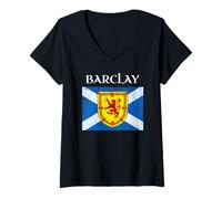 Donna Barclay - Bandiera scozzese con cognome del clan scozzese Maglietta con Collo a V