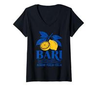 Donna Bari Regione Puglia Italia Limone Estate Italia Vintage Maglietta con Collo a V