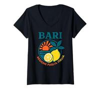 Donna Bari Regione Puglia Italia Limone Vintage Italia Estate Maglietta con Collo a V