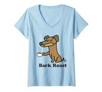 Donna Bark Roast Funny Dog Coffee Maglietta con Collo a V