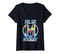 Donna Barkeeper Barista Sip Sip Hooray Maglietta con Collo a V