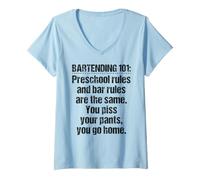 Donna Bartender Bartending 101 Regole Bar Prescolare Nero Maglietta con Collo a V