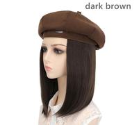 Donna Basco Cappello Simil Lana Con Parrucca Parrucchino Media Lunghezza Dritto