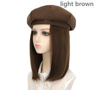 Donna Basco Cappello Simil Lana Con Parrucca Parrucchino Media Lunghezza Dritto