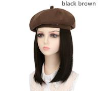 Donna Basco Cappello Simil Lana Con Parrucca Parrucchino Media Lunghezza Dritto