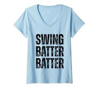 Donna Baseball Batter Swing pastella Summer Fun Active Life Maglietta con Collo a V