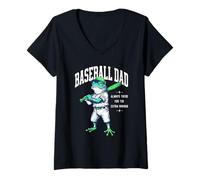 Donna Baseball Dad Frog Always There Extra Innings Padre Art Maglietta con Collo a V