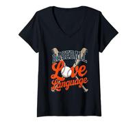 Donna Baseball è Il Mio Amore Lingua Fan Player Coach Disegno Grafico Maglietta con Collo a V