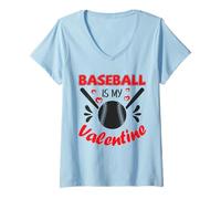 Donna Baseball è Il Mio San Valentino Felice San Valentino Maglietta con Collo a V