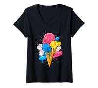 Donna Baseball Ice Cream Drip Cone Divertente Gioventù Ragazzi Amanti dello Sport Maglietta con Collo a V