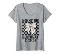 Donna Baseball Mamma Coquette Bow Mamma Del Compleanno Baller Maglietta con Collo a V