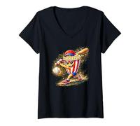 Donna Baseball Popcorn Player Maglietta con Collo a V