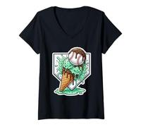 Donna Baseball Ragazzi Ice Cream Drip Baseball Ragazzi Giovani Mint Choco Maglietta con Collo a V