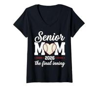 Donna Baseball Senior Mom 2026 Final Inning Senior Mama Maglietta con Collo a V