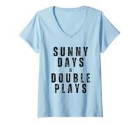 Donna Baseball Sunny Days & Double Giochi Estate Divertimento Vita Attiva Maglietta con Collo a V
