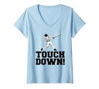 Donna Baseball Touchdown Divertente Sarcastico Baseball Maglietta con Collo a V