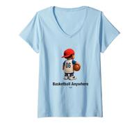 Donna Basketball Anywhere Illustration Novelty Graphic Designs Maglietta con Collo a V